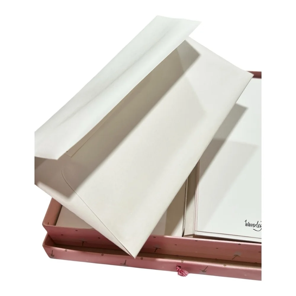 Vintage Harrods Waverley Stationery Box Set Pink Tassel Cards & Envelopes #4017